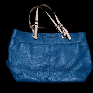 Michael Kors Blue Leather Tote Bag